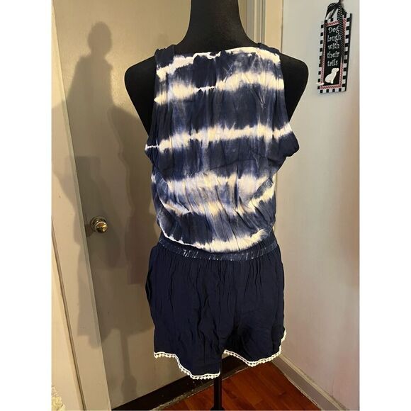 NWT. Beach By Exist Blue Tie-Dyed Romper Rompers Size XS - Picture 6 of 8